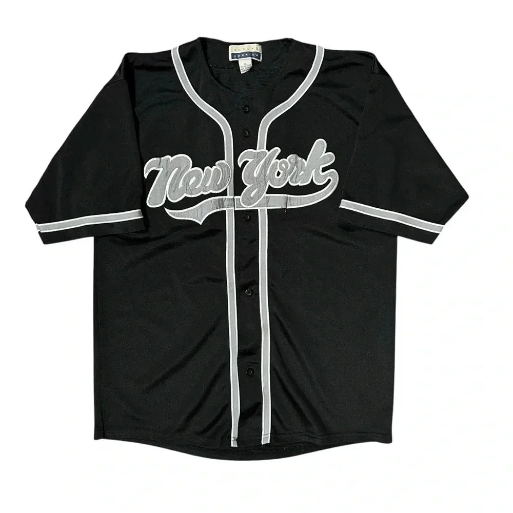 Vintage New York Yankees Button Up Jersey by Skoops America Size XL
